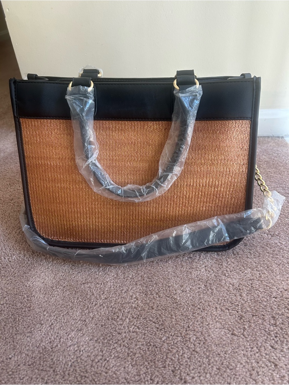 Laundry by Design Brown Woven Tote with Black Trim